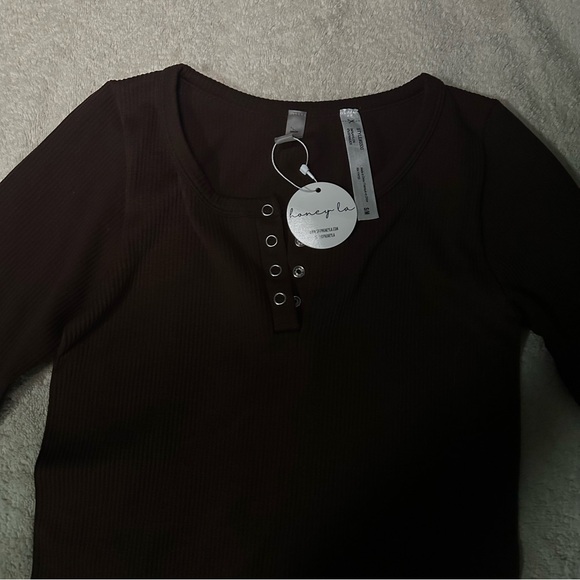 Brown Ribbed Romper - Picture 2 of 5